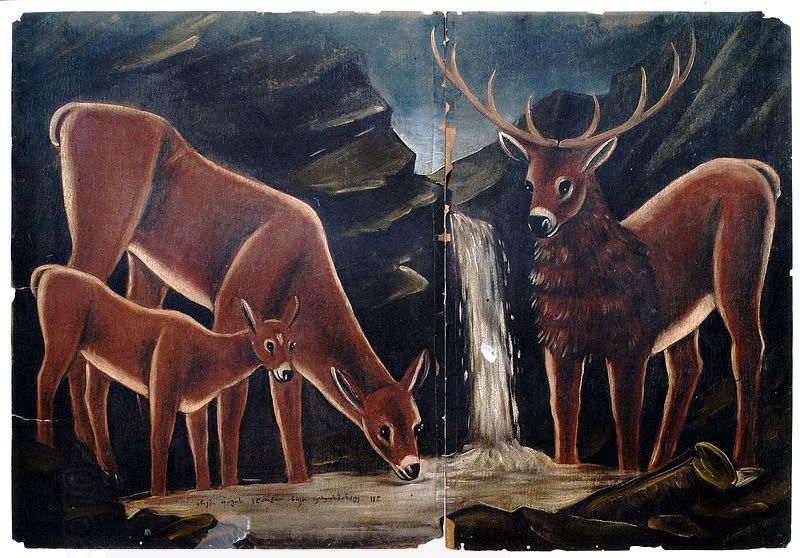 Niko Pirosmanashvili A Family of Deer China oil painting art